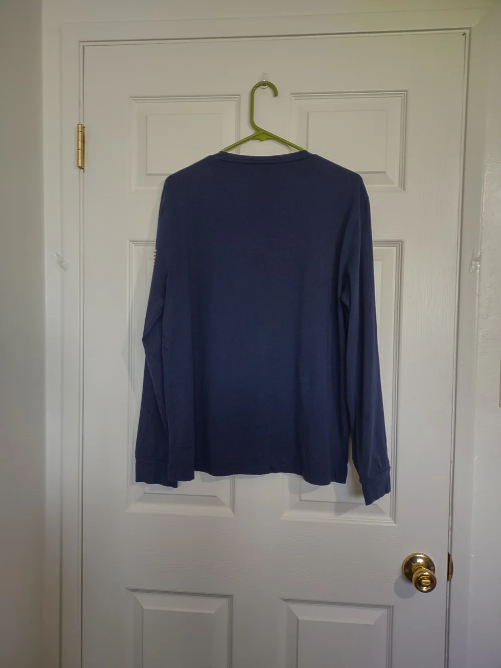 Polo Ralph Lauren Navy Long Sleeve Shirt Spellout With USA Sleeve Patch